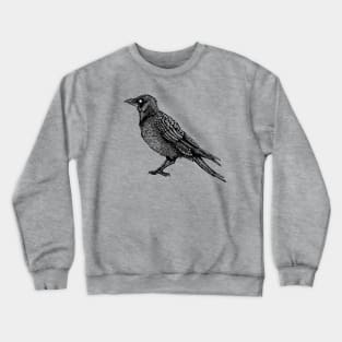 Raven Black And White Horror Gothic Ink Drawing Crewneck Sweatshirt